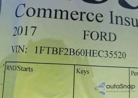 2017 Ford F-250 Xl z USA, uszkodzony, nr VIN 1FTBF2B60HEC35520